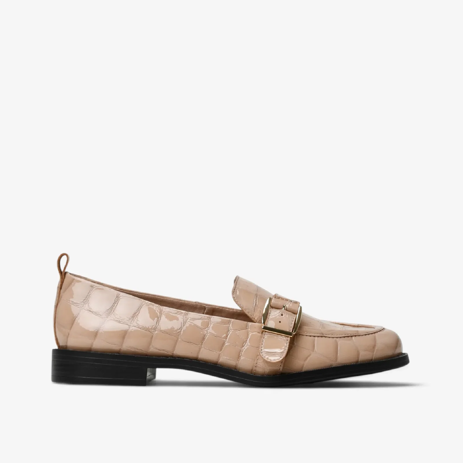 Loafer Nude Areia Couro Croco — imagem 1