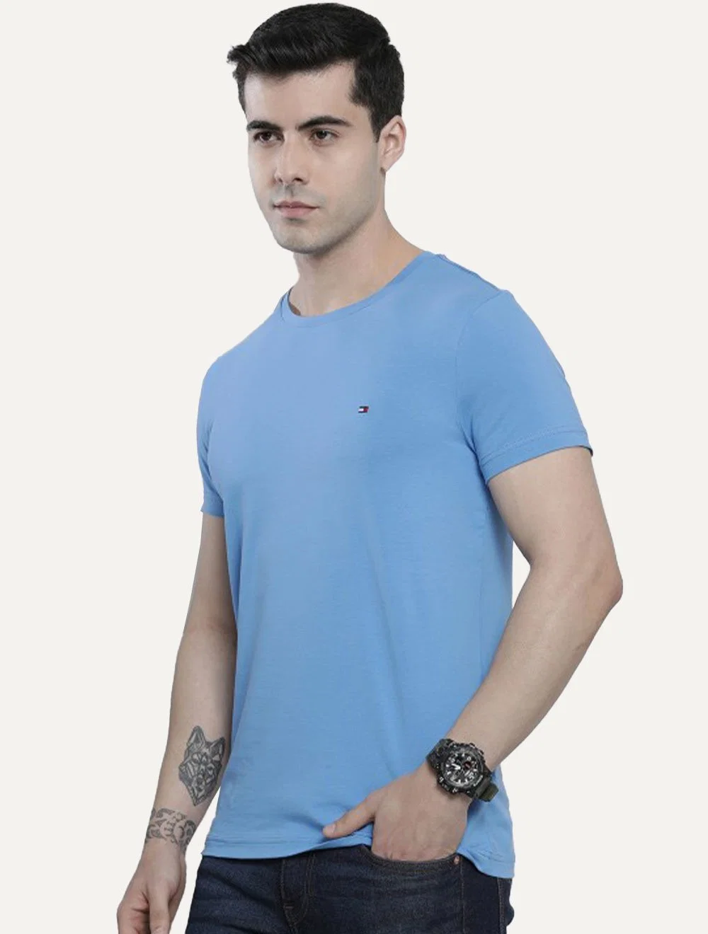 Camiseta Tommy Hilfiger Masculina Essential Cotton Azul — imagem 1