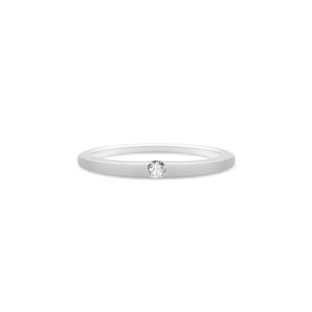 Anel Solitário Promise em Ouro Branco 18k com 0,10ct de Diamante — imagem 1