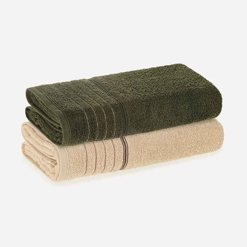 Kit 2 Toalhas de Rosto de Algodão Softmax Bressan Selva / Grão