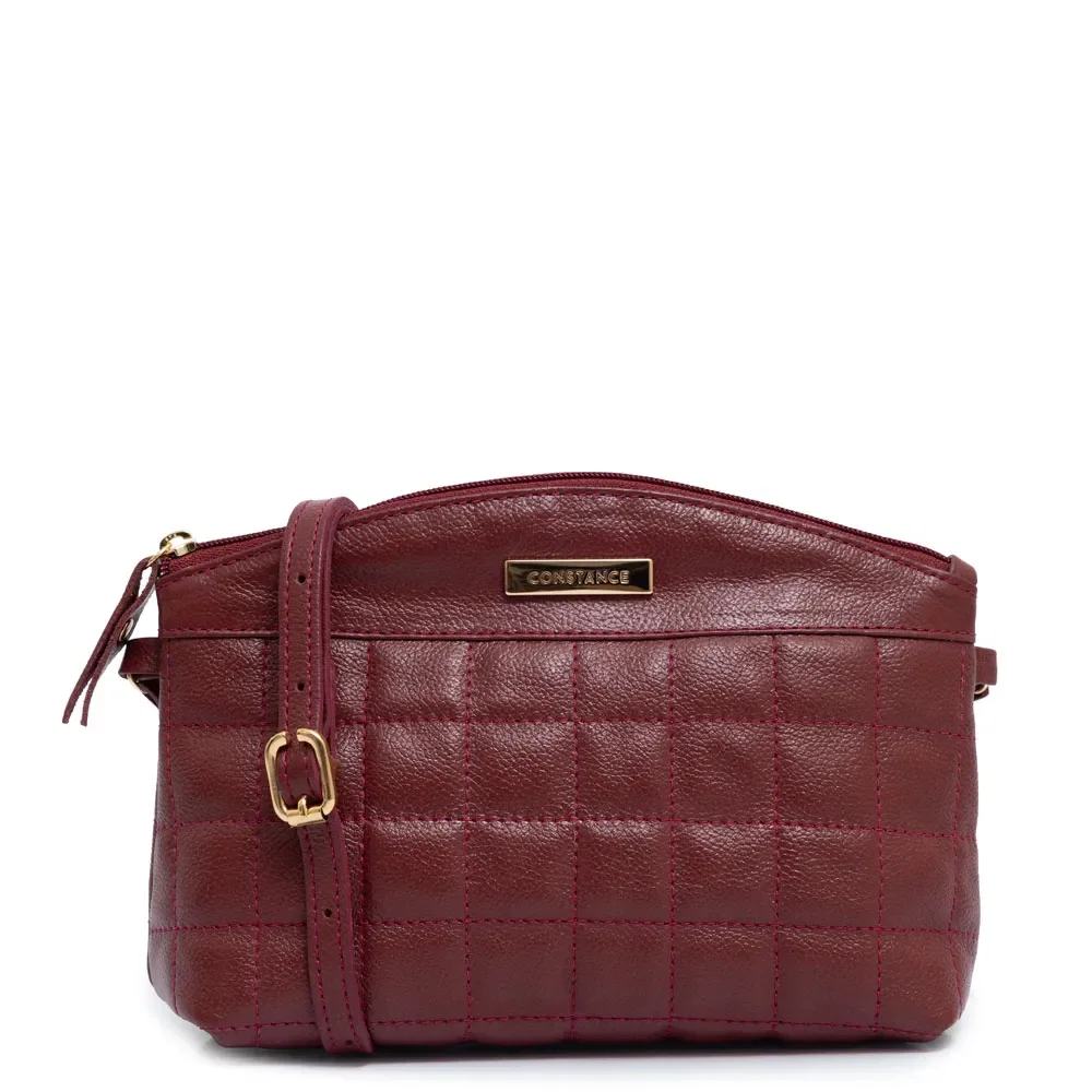 Bolsa Crossbody Couro Bordô Pespontada