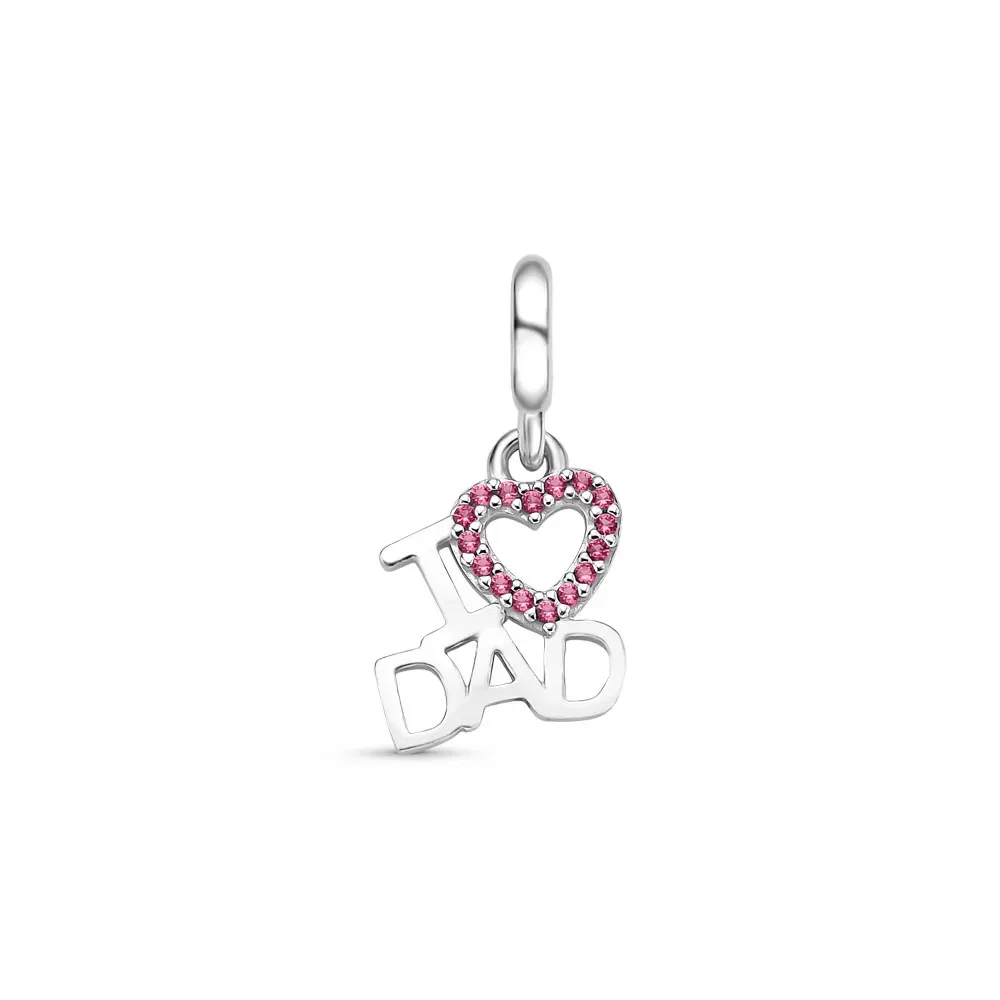 Pingente Life I Love Dad em Prata 925 com Pedras Pink — imagem 1