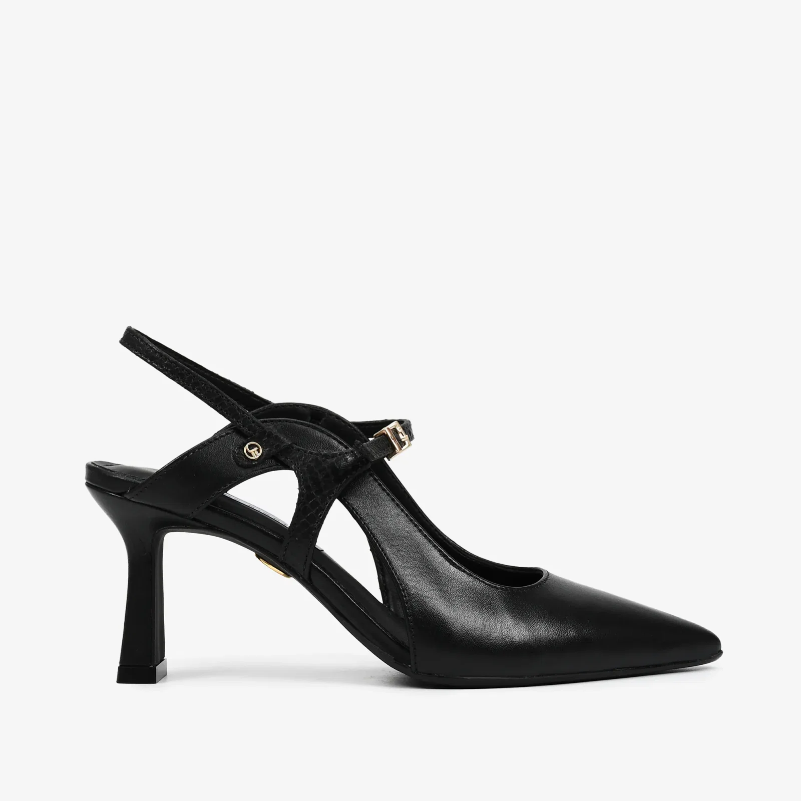 Slingback Preto Couro