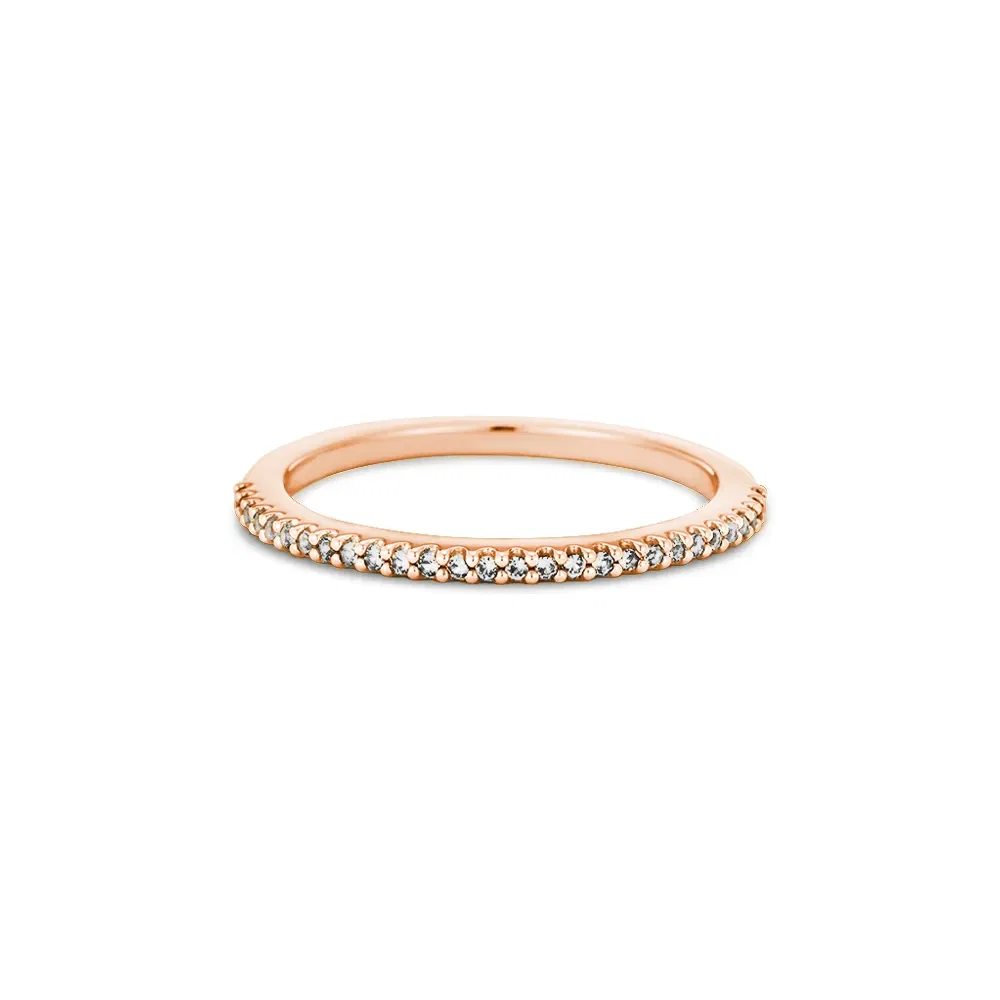 Anel Life Pavê em Liga Rosé com Banho de Ouro Rosé 18k e Pedras Incolores