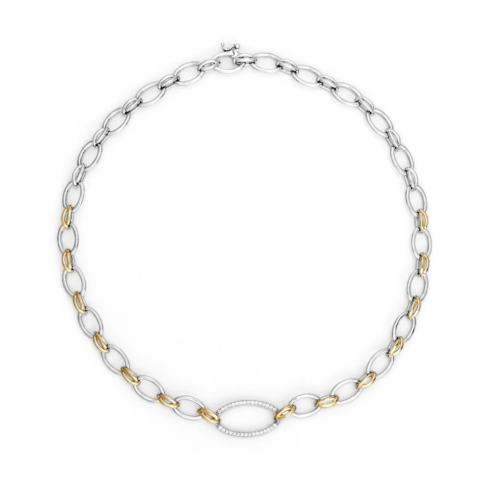 Colar Raya em Prata 925 e Ouro Amarelo 18k com Safira Incolor — imagem 1