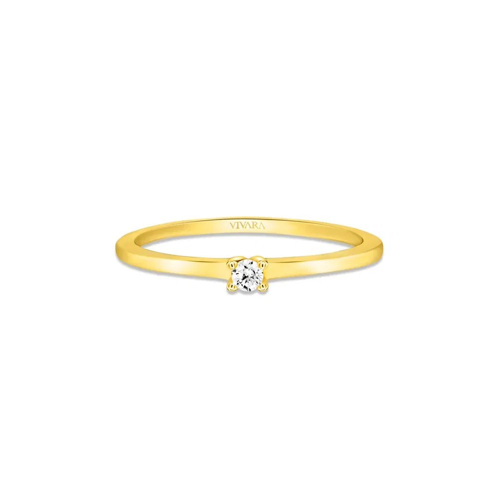 Anel Solitário Classic em Ouro Amarelo 18k com 0,05ct de Diamante