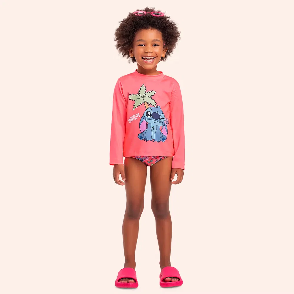 Conjunto blusa manga longa / calcinha moda praia Lilo & Stitch — imagem 1