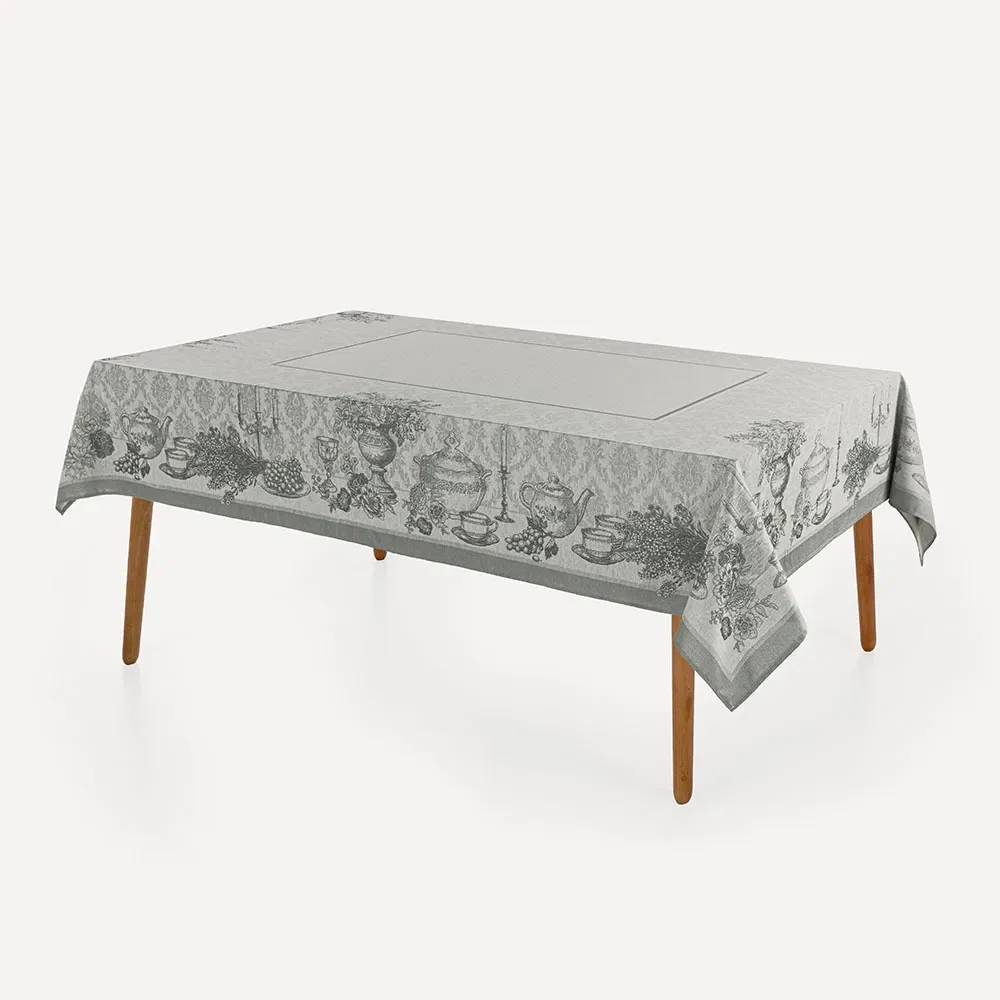 Toalha de Mesa Retangular 6 Lugares Louvre Cinza