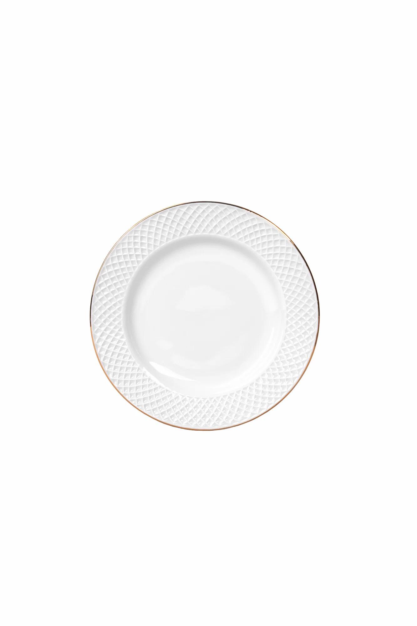 Prato Raso Joaquina em Porcelana 27cm Branco com Borda Dourada — imagem 1
