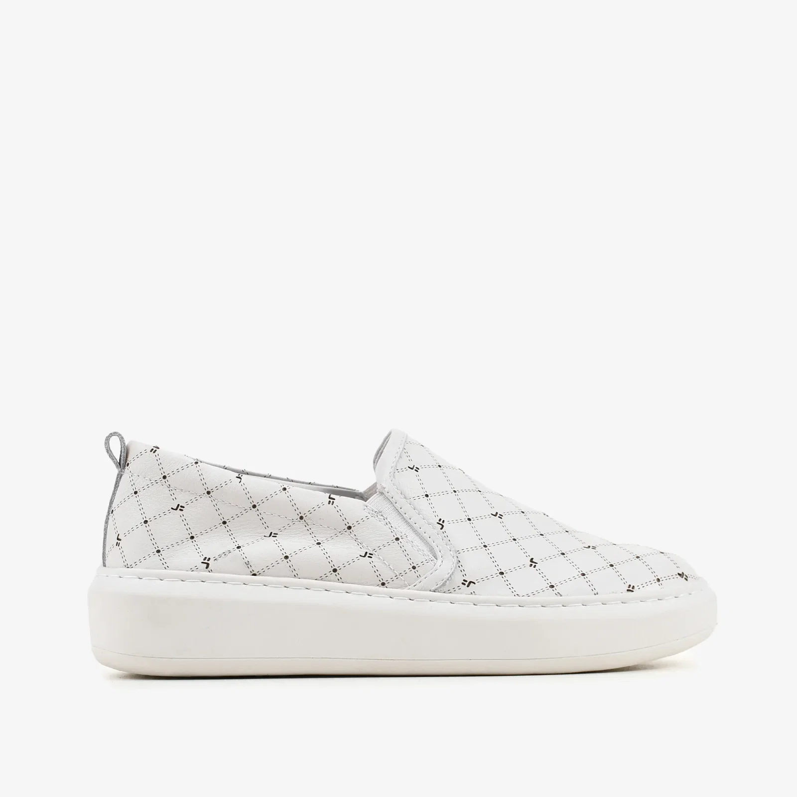 Tênis Slip On Branco Monograma Jb Couro