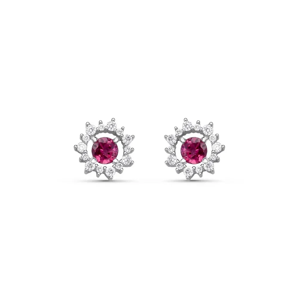 Brinco Olympia em Ouro Branco 18k com Turmalina Rosa e Diamantes — imagem 1