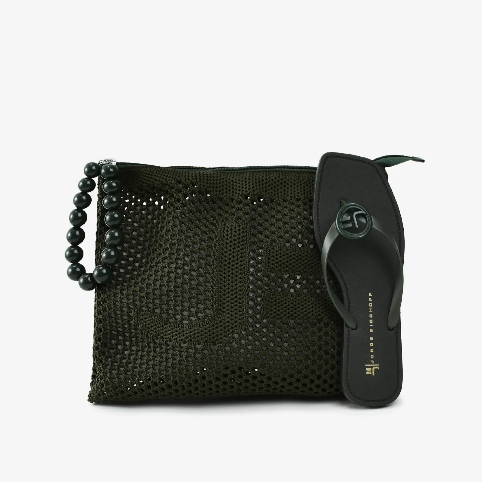 Kit Flat E Necessaire Verde Videira Injetado Tecido Knit — imagem 1