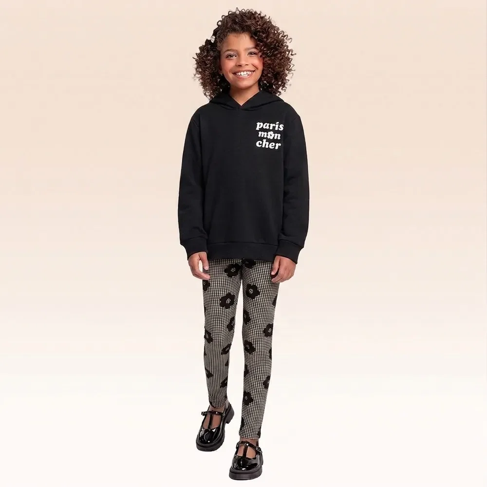 Conjunto blusão com capuz e legging