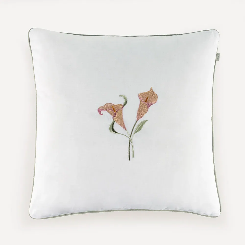 Almofada Decorativa Quadrada 100% Algodão Estela Branco / Rosa
