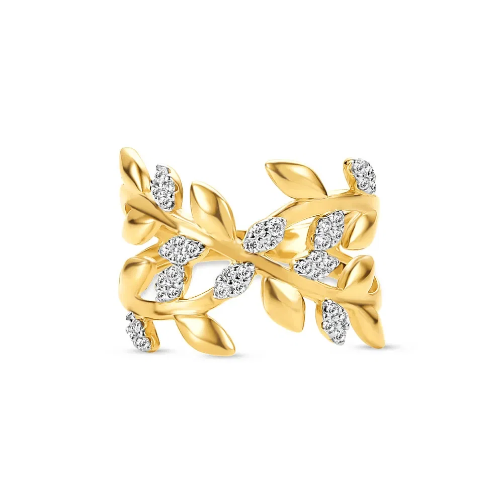 Anel Nature em Ouro Amarelo 18k com Diamantes — imagem 1
