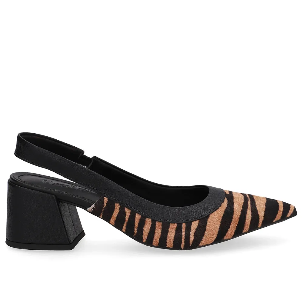 Slingback Pelo Tigre Salto Bico Fino — imagem 1