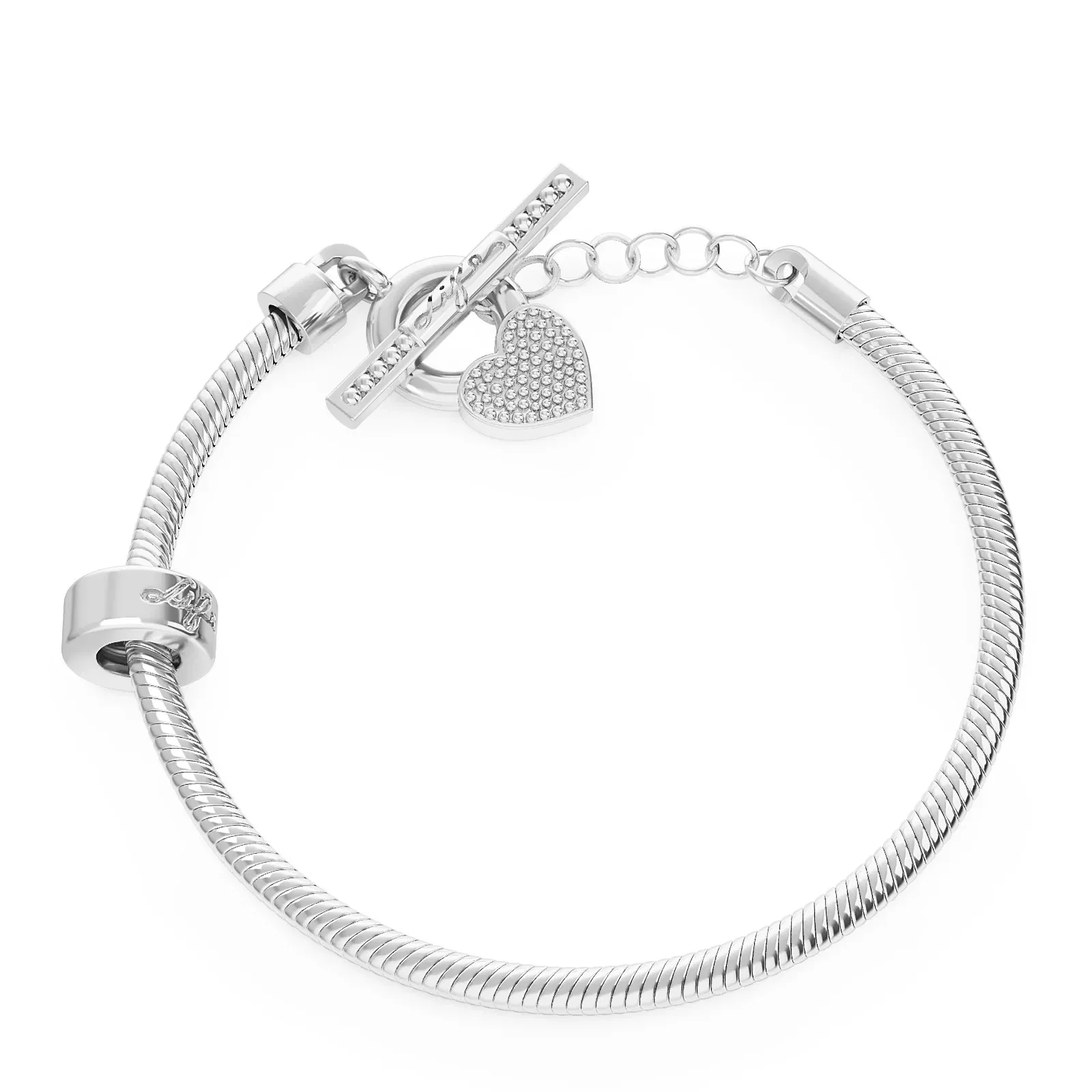 Pulseira Life Coração em Prata 925
