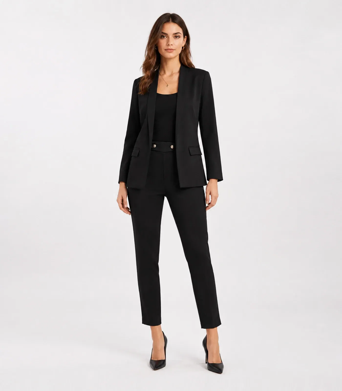 Conjunto Feminino Blazer E Calça Reta Atendencia Preto — imagem 1