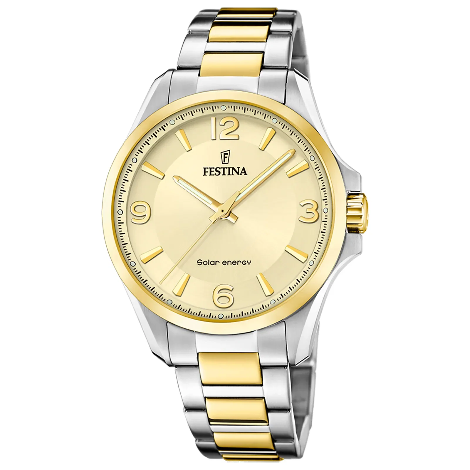 Relógio Festina Solar Energy Masculino Aço Prata e Dourado
