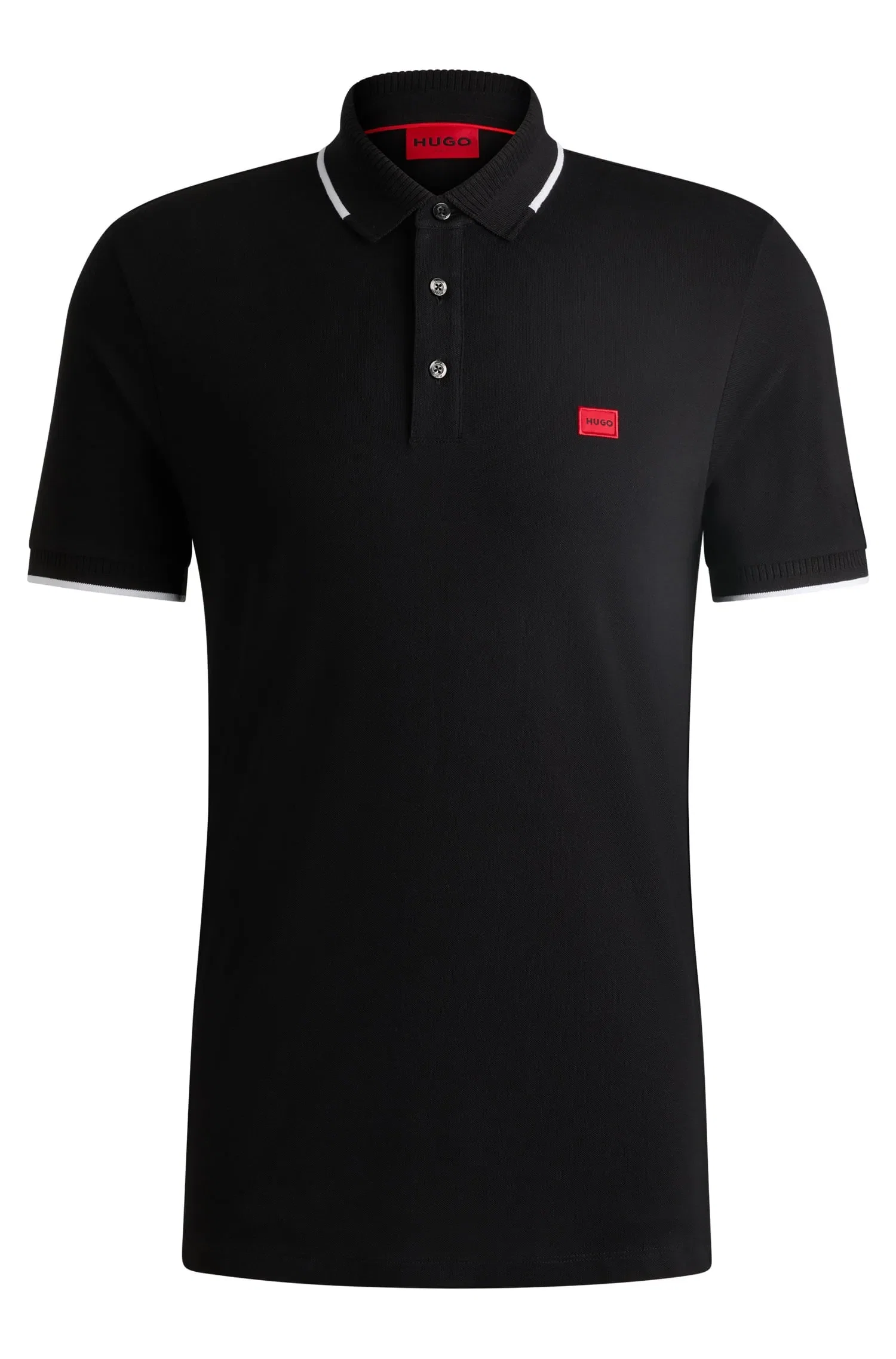 Polo Slim Fit De Algodão Italiano Com Etiqueta De Logo