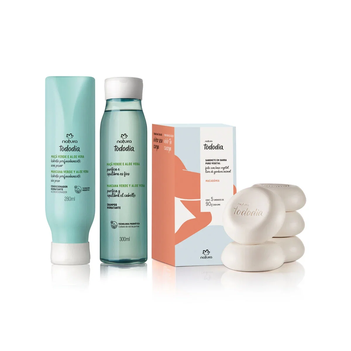 Kit Hidratante Tododia Maçã Verde e Aloe Vera e Sabonete Macadâmia (3 produtos)