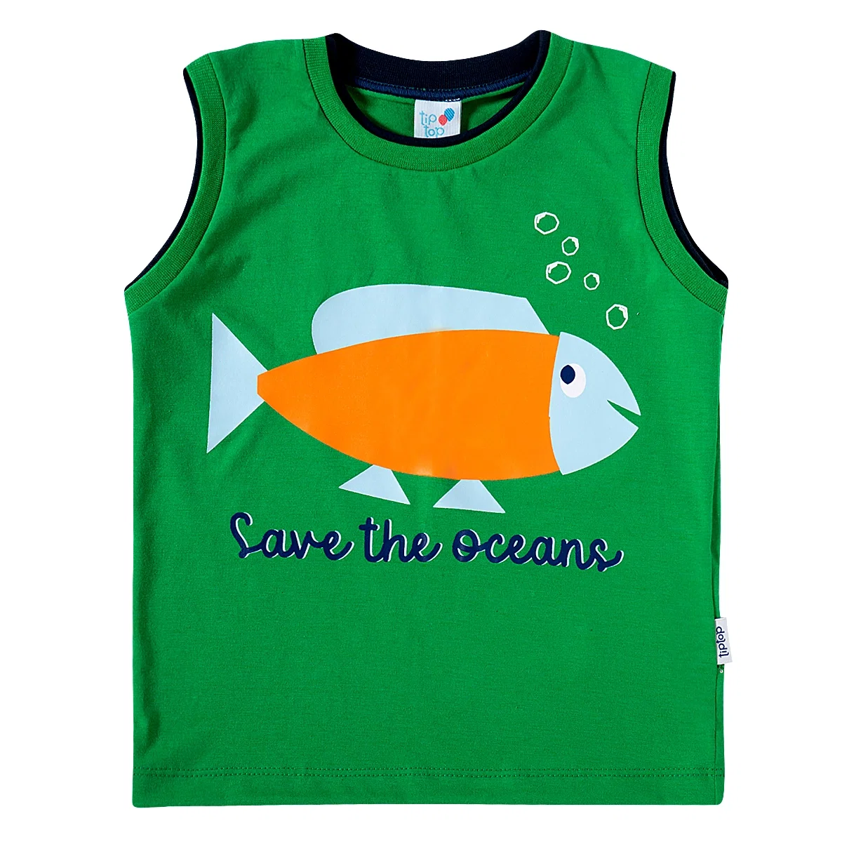 Camiseta Regata Kids Colors Fish Meia Malha Tip Top