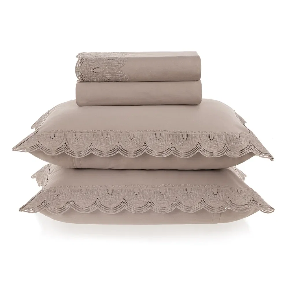 Jogo de cama Queen 300 fios Cetim Coliseu Nocciola / Legno