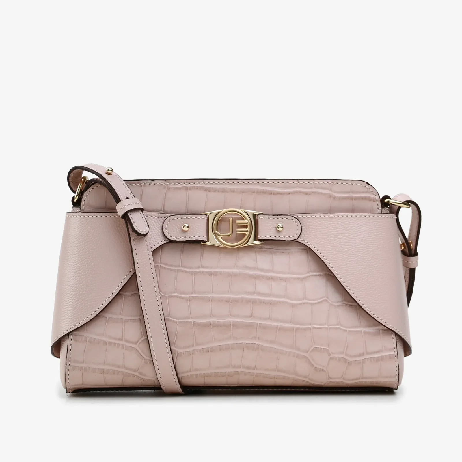Bolsa Transversal Nude Turmalina Couro Croco — imagem 1