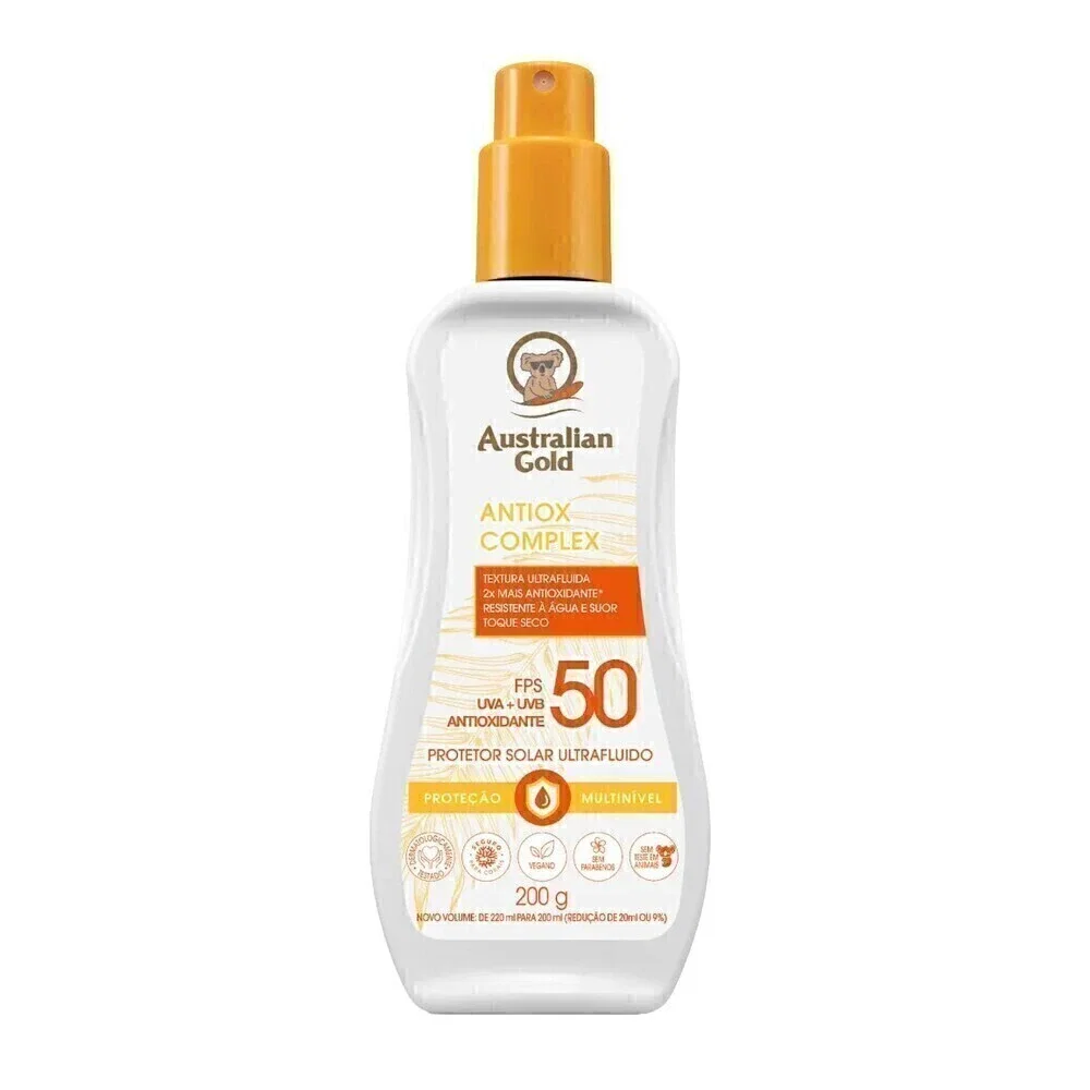 Protetor Solar Corporal Australian Gold Antiox Complex Ultrafluido FPS 50 200g