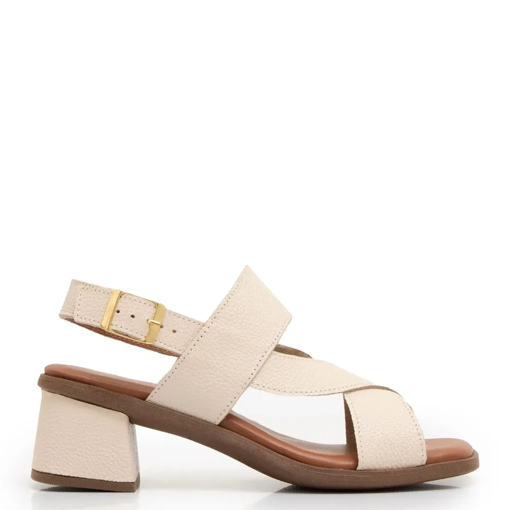 Sandália Off White Comfort Salto Médio — imagem 1