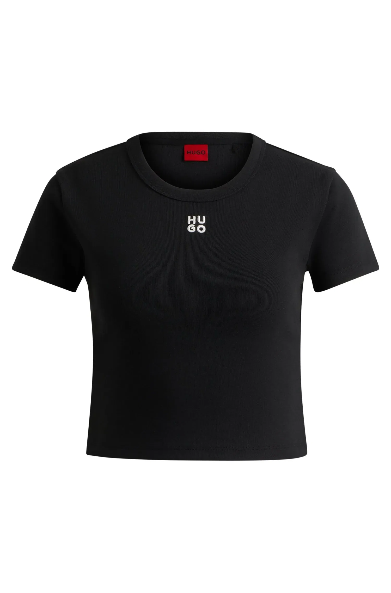 Camiseta De Ajuste Slim Em Mistura De Algodão Com Bordado De Logo