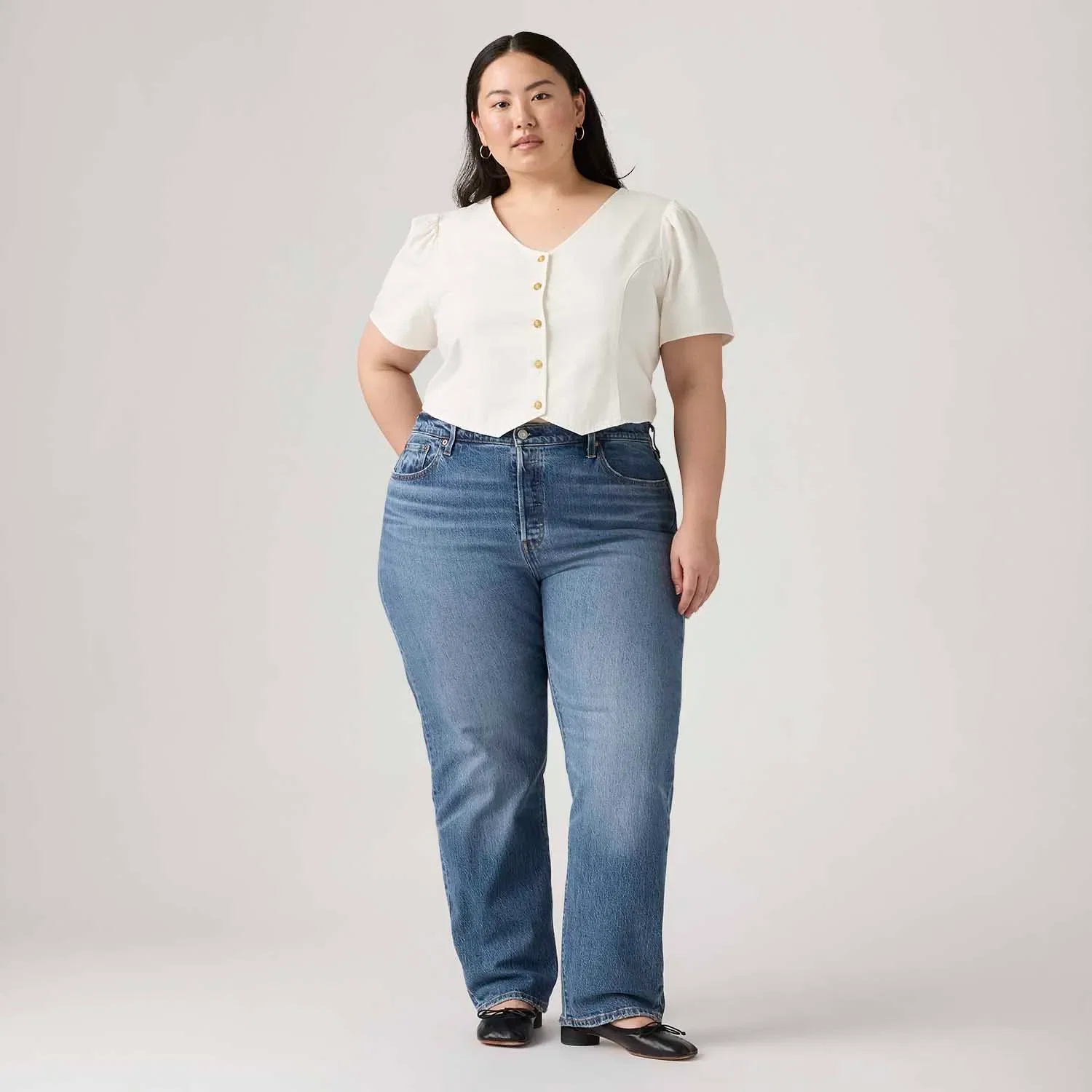 Calça Jeans Levi's® 501® For Women Plus Size Lavagem Média — imagem 1