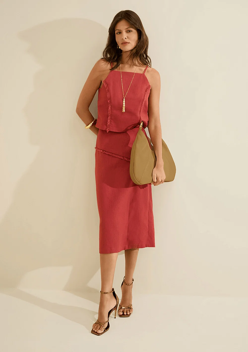 Saia Reta Midi Estado Natural Bordo — imagem 1