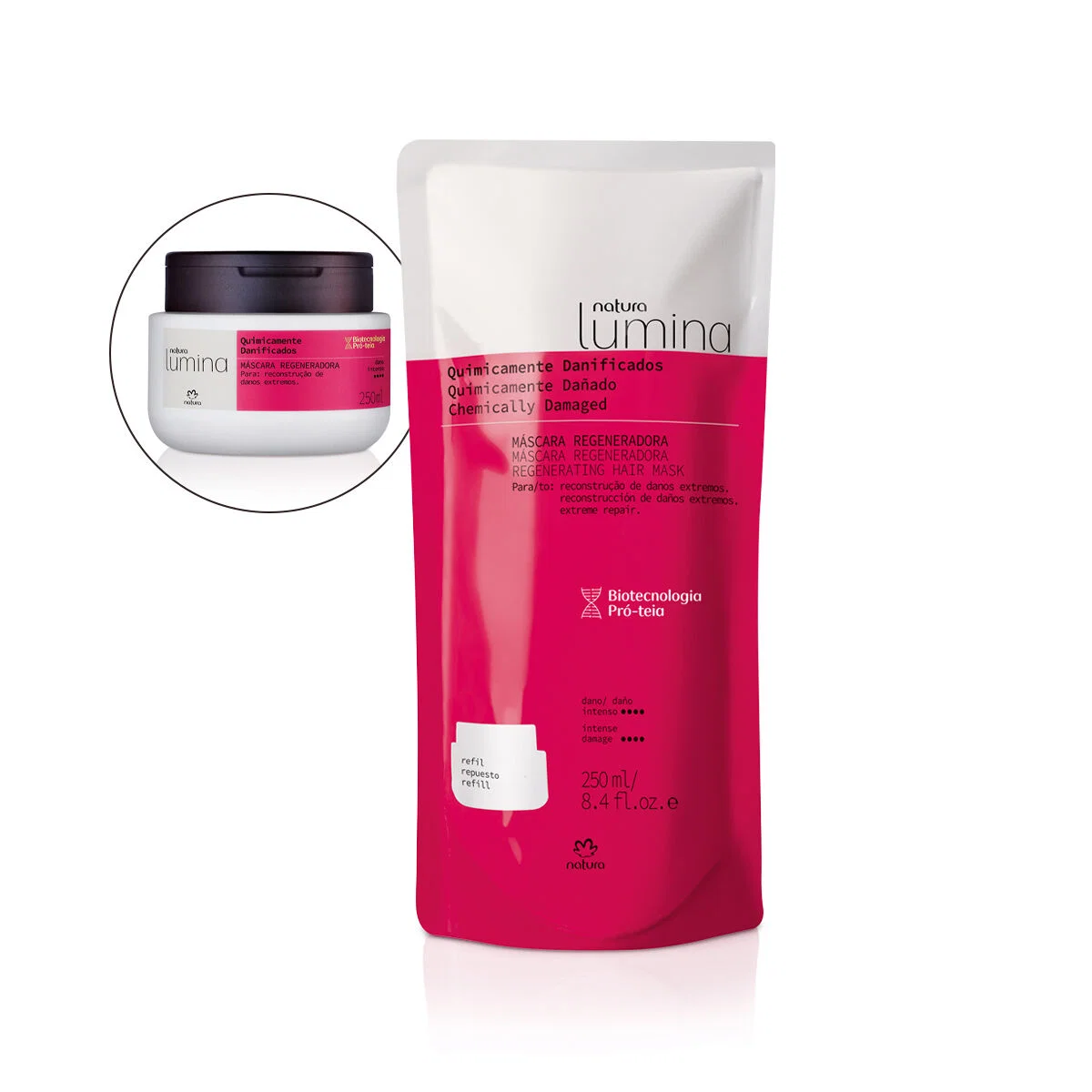 Refil Máscara Regeneradora para Cabelos Quimicamente Danificados Lumina 250 ml