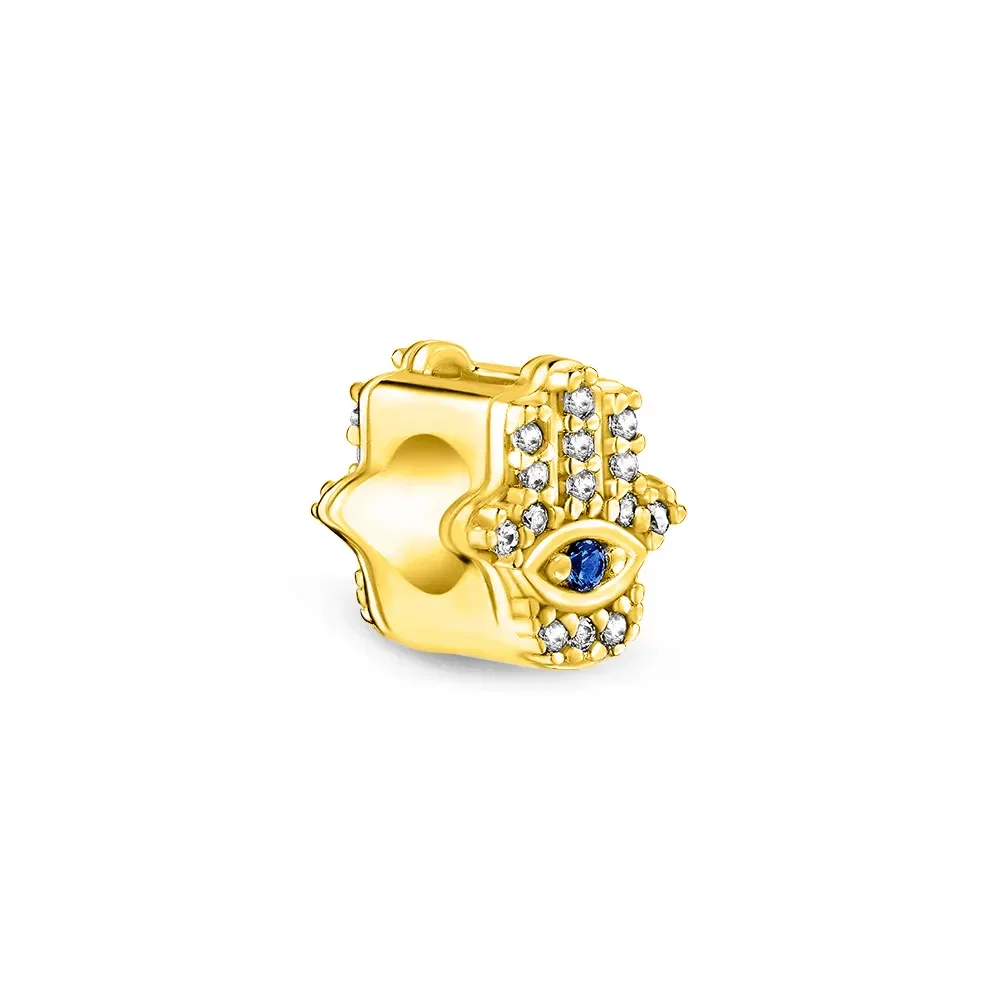 Separador Life Patuás III Hamsá Prata Banho em Ouro Amarelo Cravejado