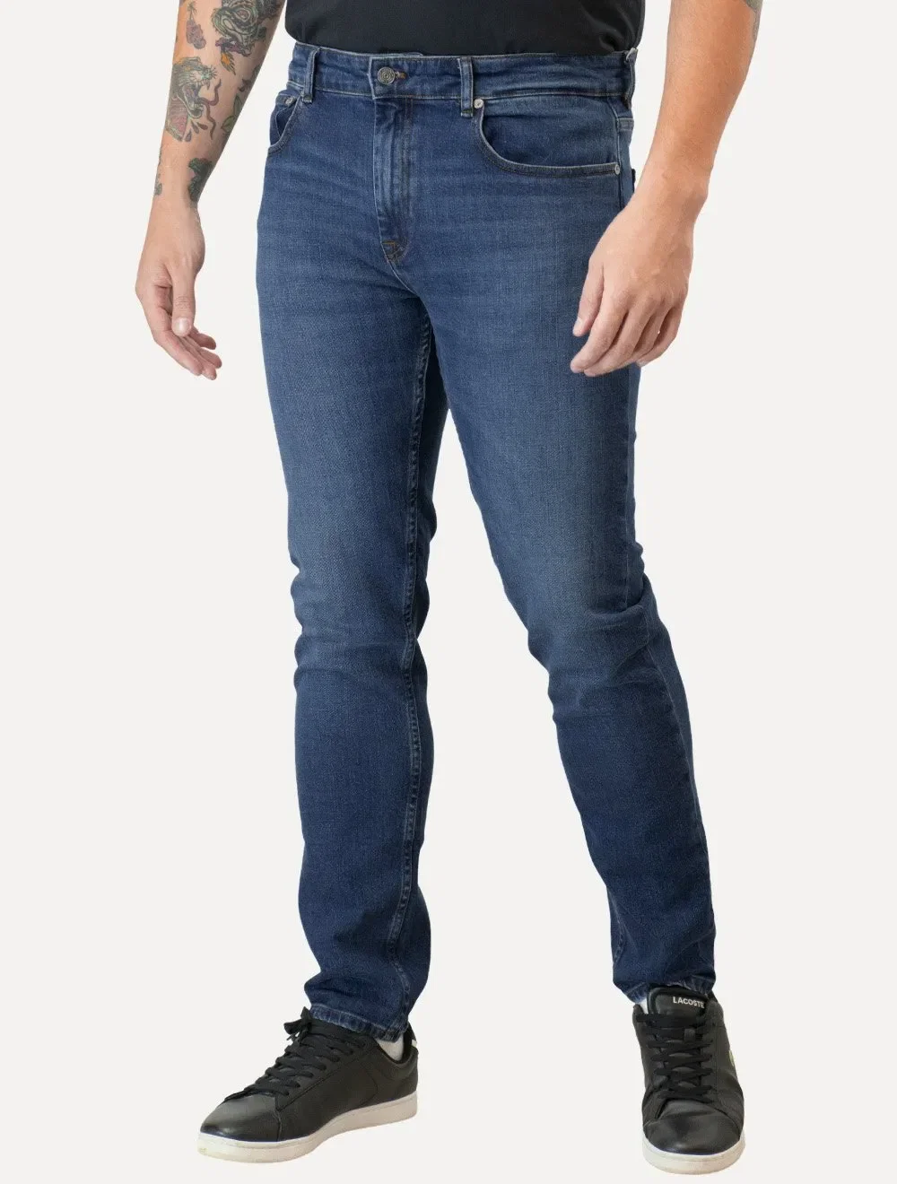 Calça Lacoste Masculina Jeans Slim Fit 5 Pockets Azul