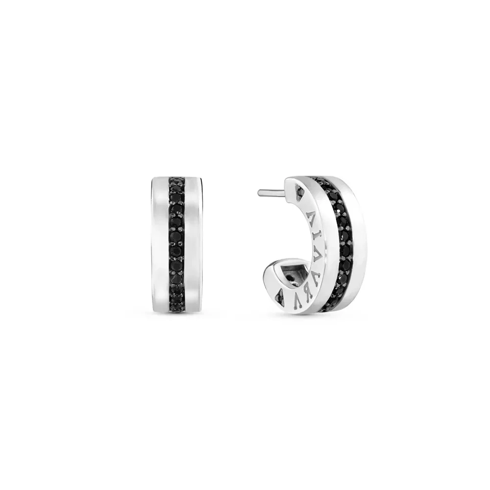 Argola V Love em Prata 925 com Safiras Negras, 15mm — imagem 1