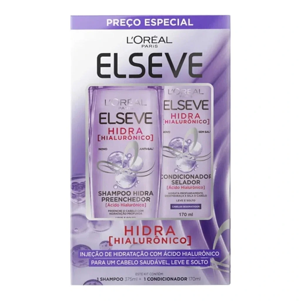 Kit Shampoo 375ml + Condicionador 170ml Elseve Hidra Hialurônico