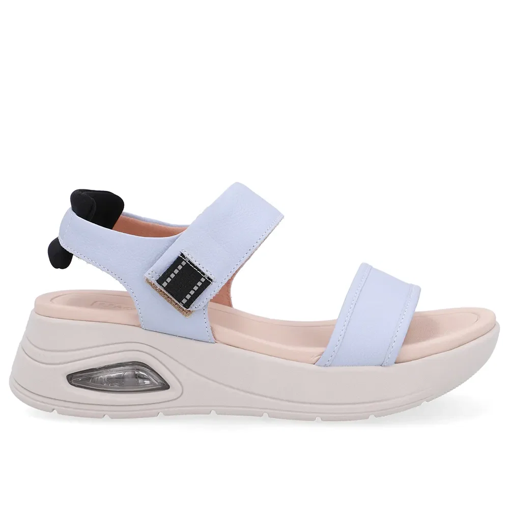 Sandália Salto Plataforma Couro Azul Fecho-Flex — imagem 1