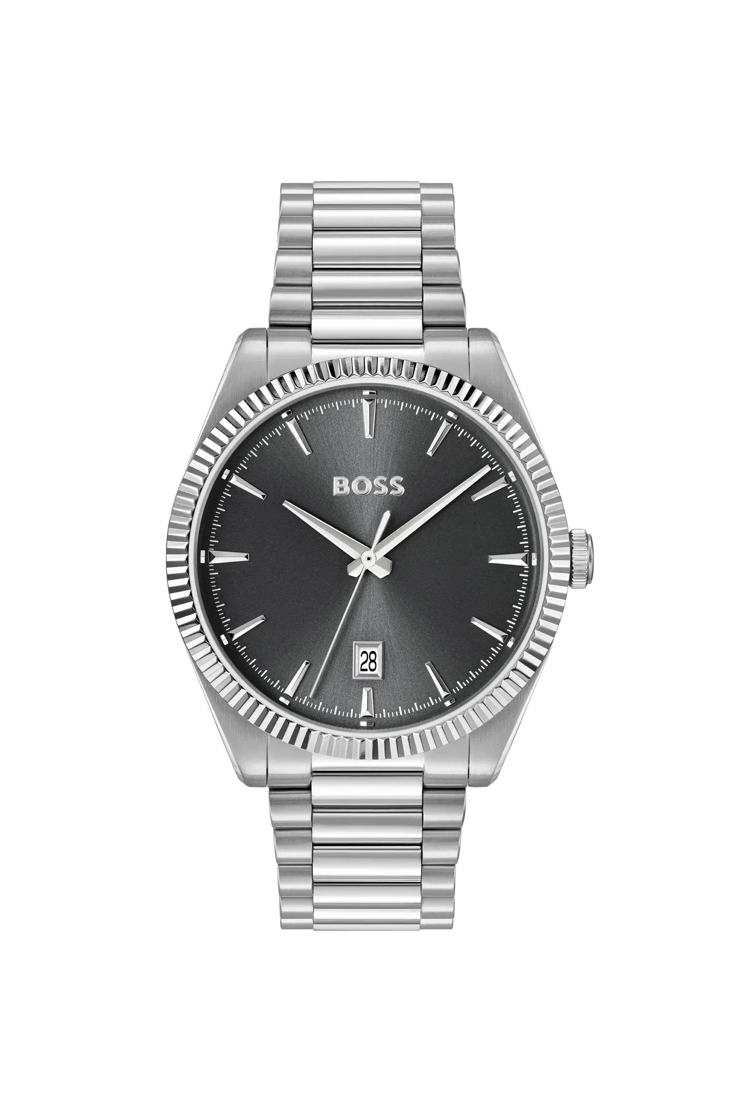 Relógio BOSS Com Caixa e Pulseira Em Aço Prateado