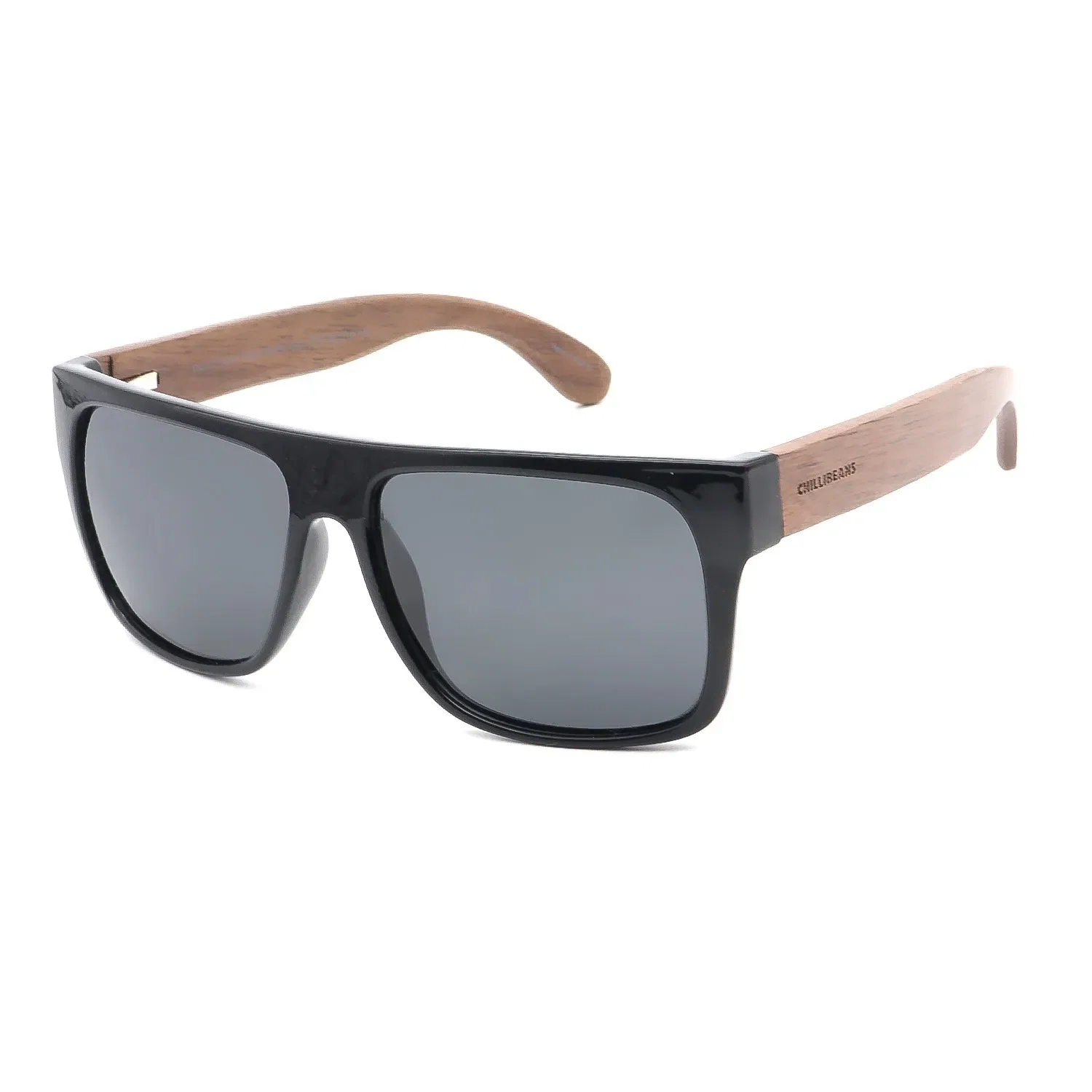 Óculos de Sol Masculino Chilli Beans Quadrado Polarizado Preto Brilho — imagem 1