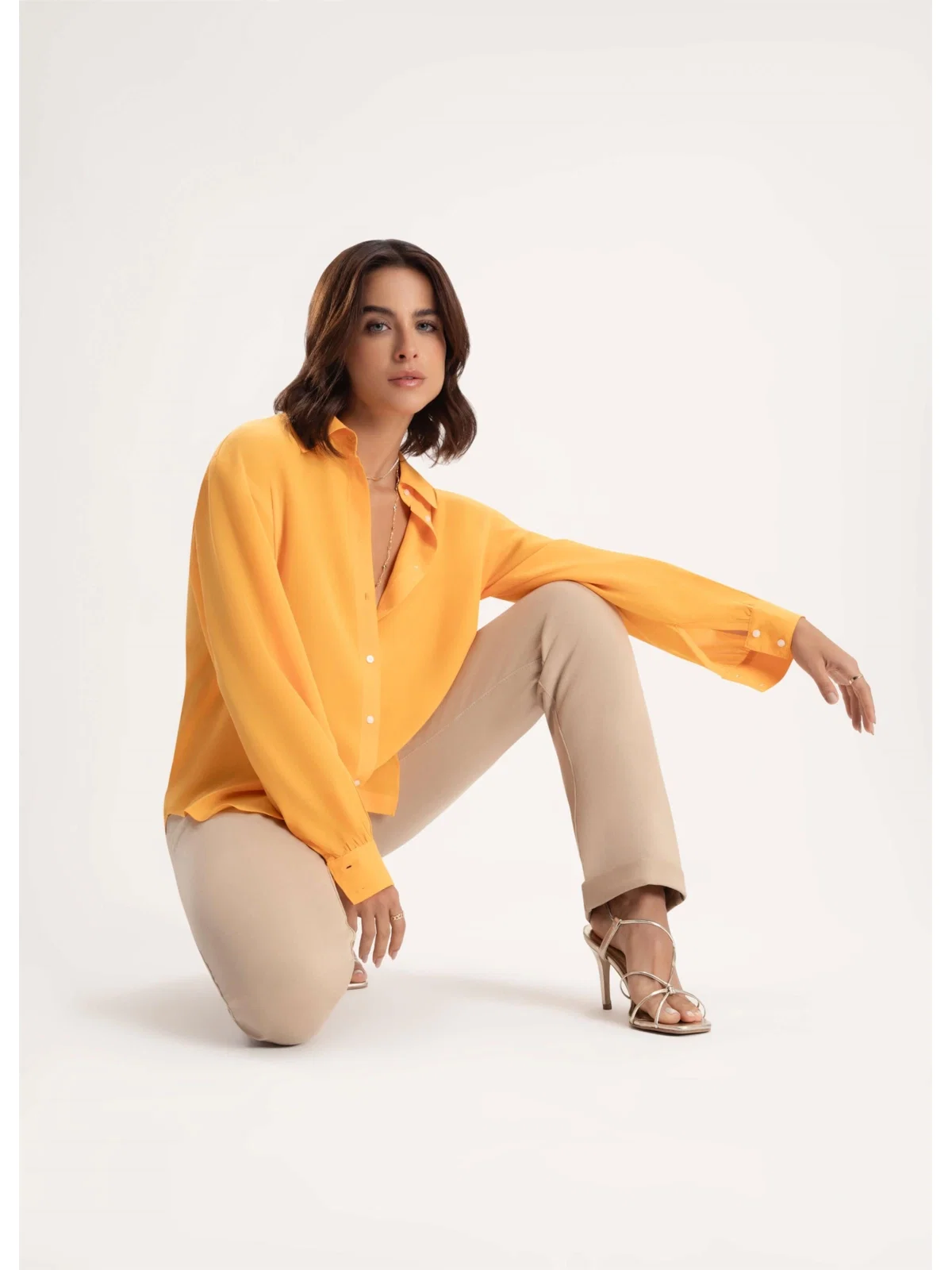 Camisa Pura Seda Amarelo