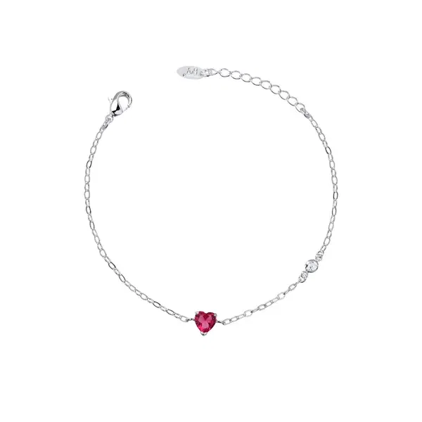 Pulseira Prata Leve Coração Coração Pink — imagem 1