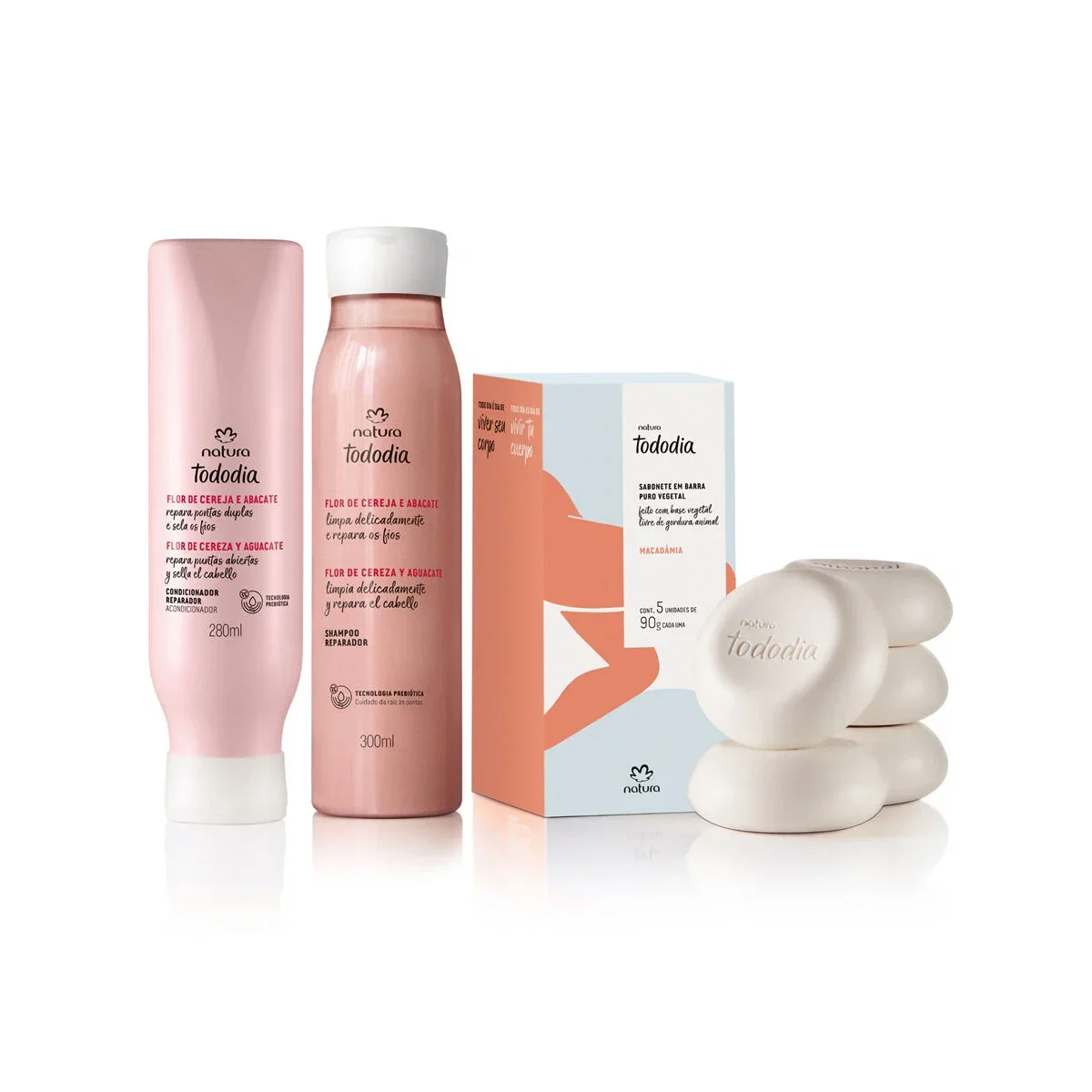 Kit Reparador Tododia Flor de Cereja e Abacate e Sabonete Macadâmia (3 produtos)