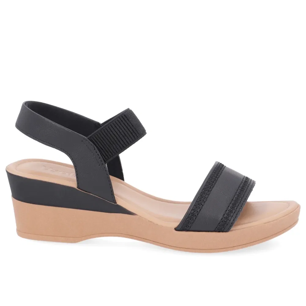 Sandália Salto Anabela Couro Preto — imagem 1