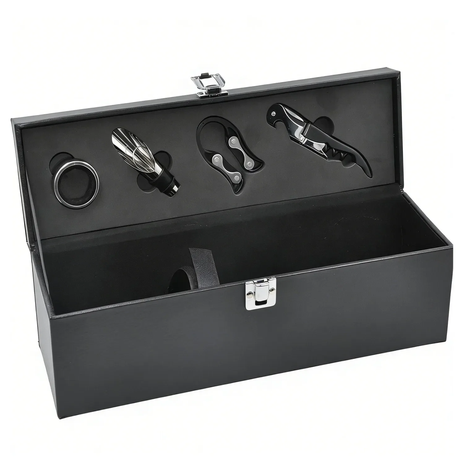 Kit para Vinho 4pcs Suporte para Garrafa em courino Fracalanza