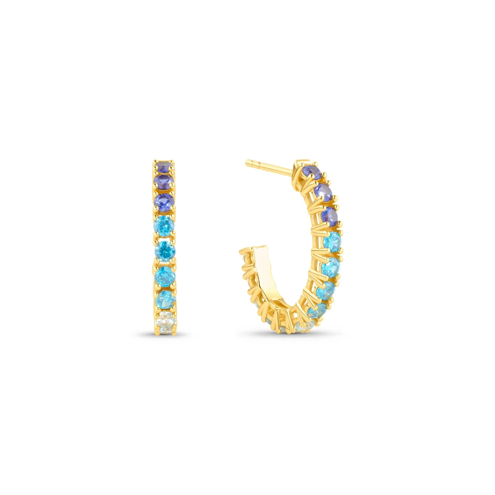 Argola Life Auba em Prata 925 com Banho de Ouro Amarelo 18k e Pedras Azuis, 21mm — imagem 1