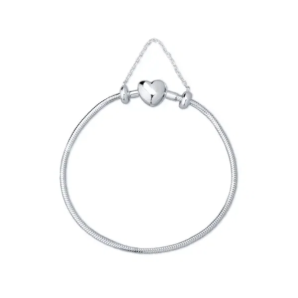 Pulseira Prata Art Collection Coração +Trava