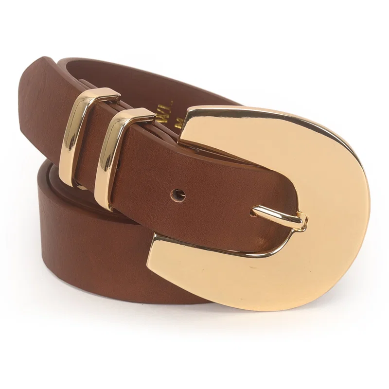 Cinto Feminino Com Fivela Arredondada E Passantes De Metal 2,8cm