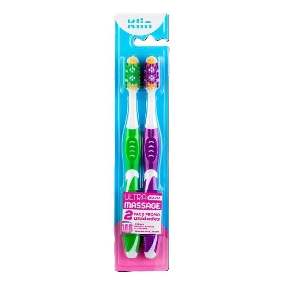 Kit 2 Escovas Dentais Klin Ultra Massage Macias
